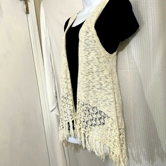 Oh MG! Sweater Cardigan Fringed Open Front Casual‎ - Picture 4 of 5